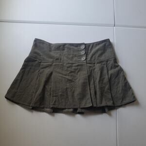 Y2K Old Navy Skort Womens 6 Green Pleated Mini Cotton Twill Button Low Rise